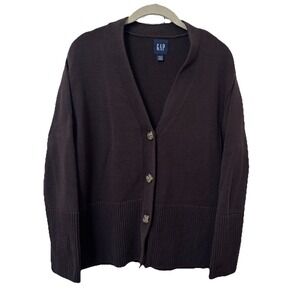 Gap Brown Cotton Cardigan Womens‎ XS Boxy Academia Cabin Grandpa